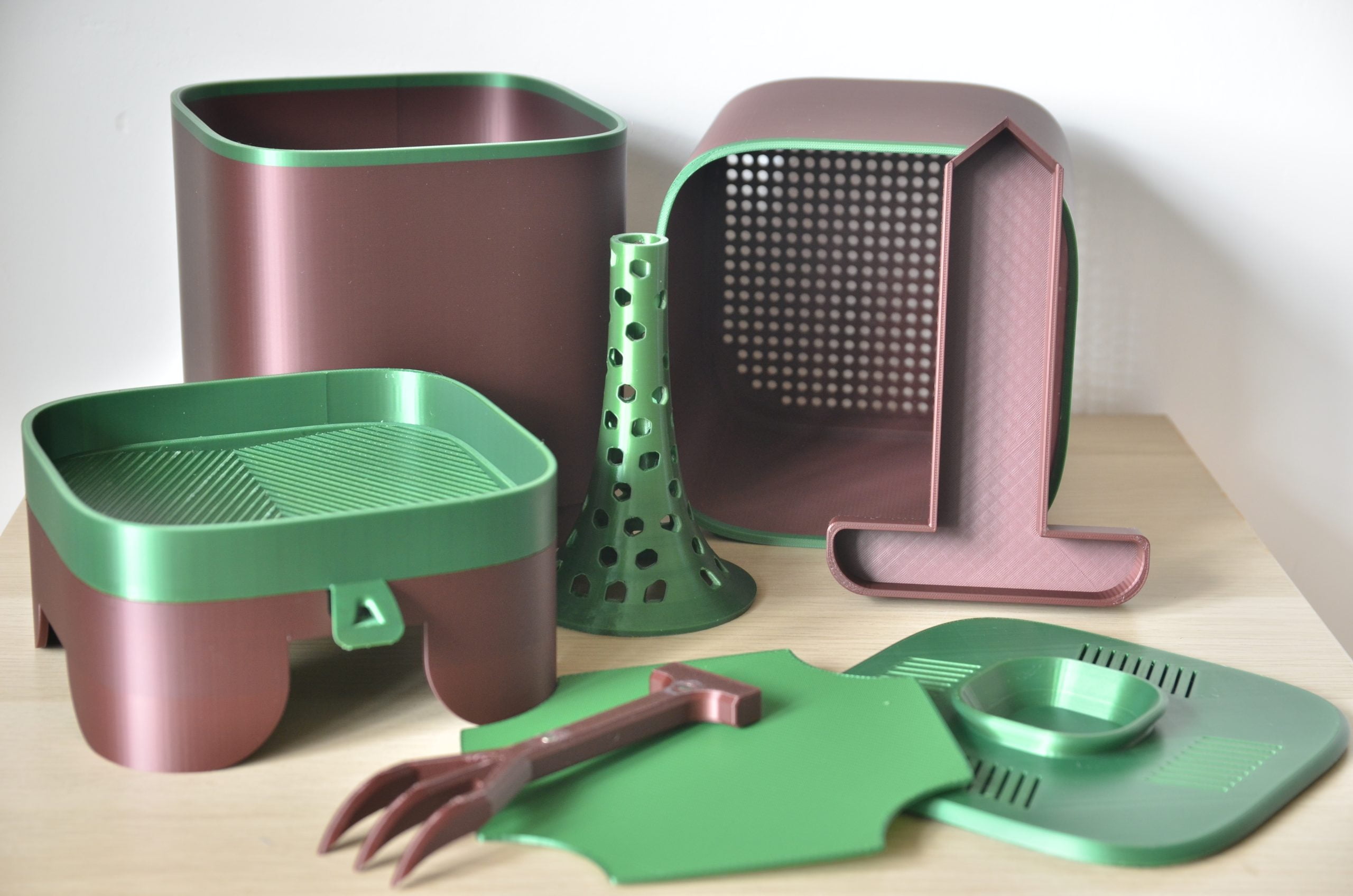 pièces de lombricomposteur greenperium marron et vert ouvert