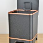 Lombricomposteur compact design rétro d'intérieur 1 à 2 personnes couleur noir texturé et cuivre, édition 2026 ouvert