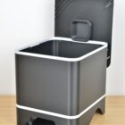 Lombricomposteur compact design d'intérieur et appartement 2 à 4 personnes couleur noir et gris galet, édition 2026 avec 1 plateau ouvert